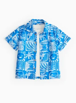 Blue Printed T-Shirt & Shirt Set 1-2 years