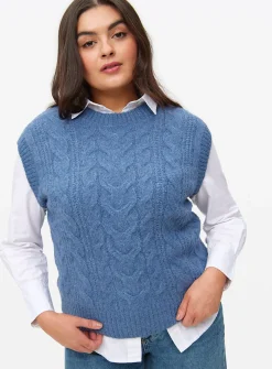 Blue Relaxed Cable Knit Vest S