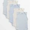 Blue Sleeveless Bodysuits 5 Pack 6-9 months