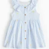 Blue Stripe Easter Duck Embroidered Dress 3-6 months