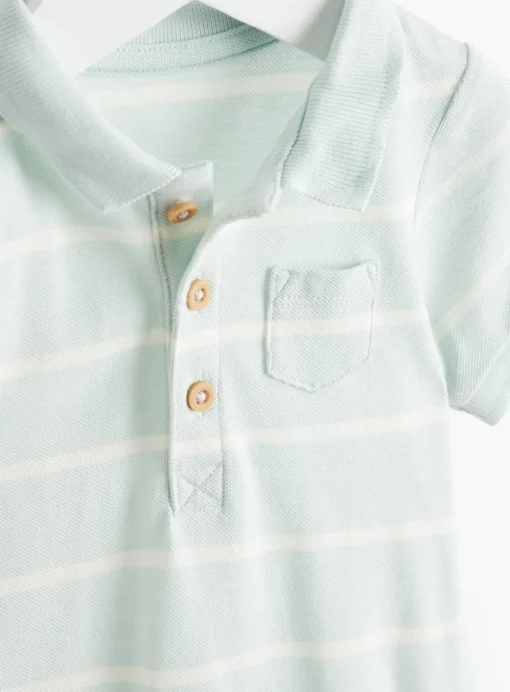 Blue Stripe Polo Romper 2 Pack 3-6 months