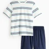 Blue Stripe Short Sleeve Jersey Pyjamas XL