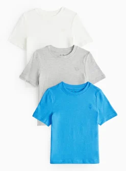Blue Textured T-Shirts 3 Pack 1-2 years