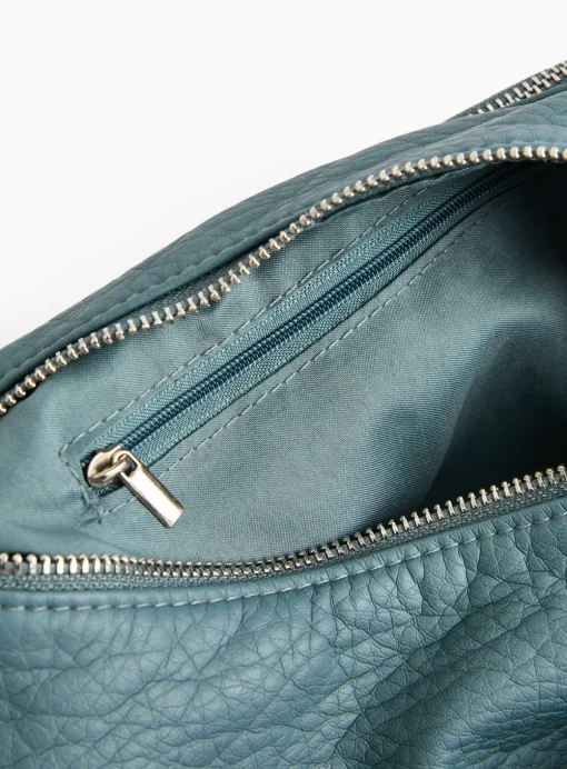 Blue Washed Faux Leather Crossbody Bag One Size