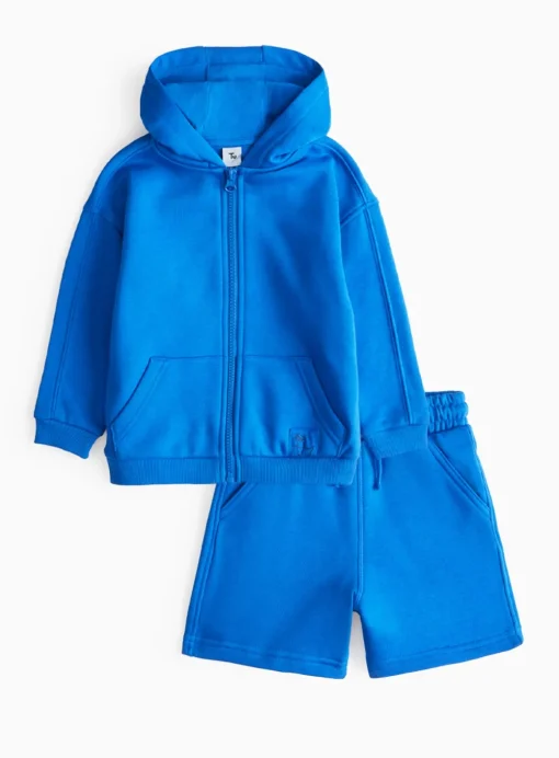 Blue Zip Through Hoodie & Shorts Set 1-2 years