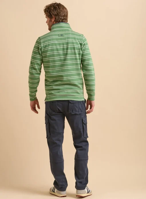 BRAKEBURN Green Stripe Quarter Zip Sweat 30