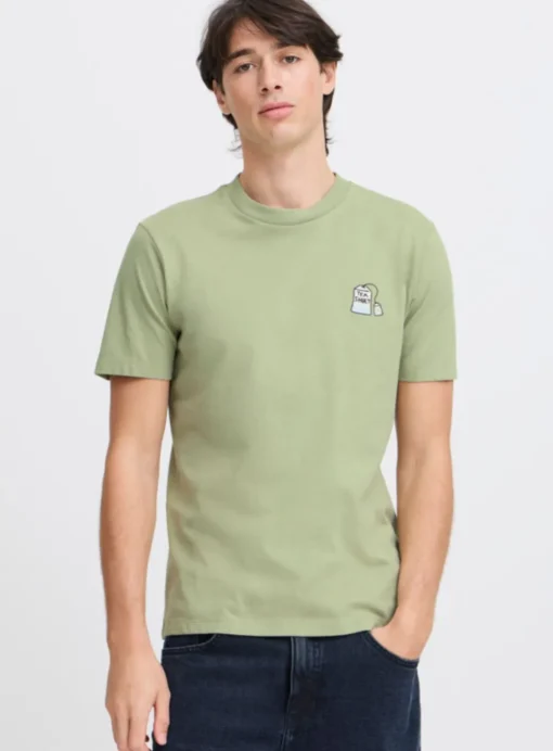 CASUAL FRIDAY Pale Green Embroidered T-Shirt L