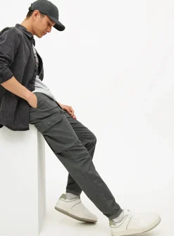 Charcoal Cuffed Cargo Trousers 40R