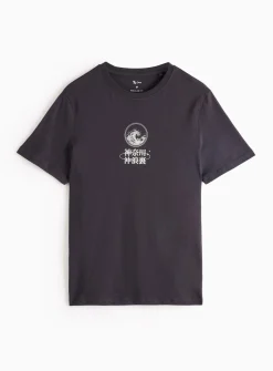 Charcoal Kanagawa Wave Graphic T-Shirt M