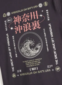 Charcoal Kanagawa Wave Graphic T-Shirt M