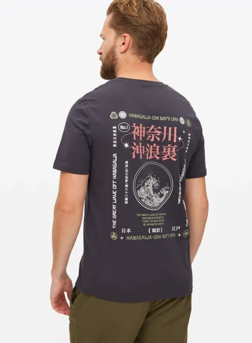 Charcoal Kanagawa Wave Graphic T-Shirt M