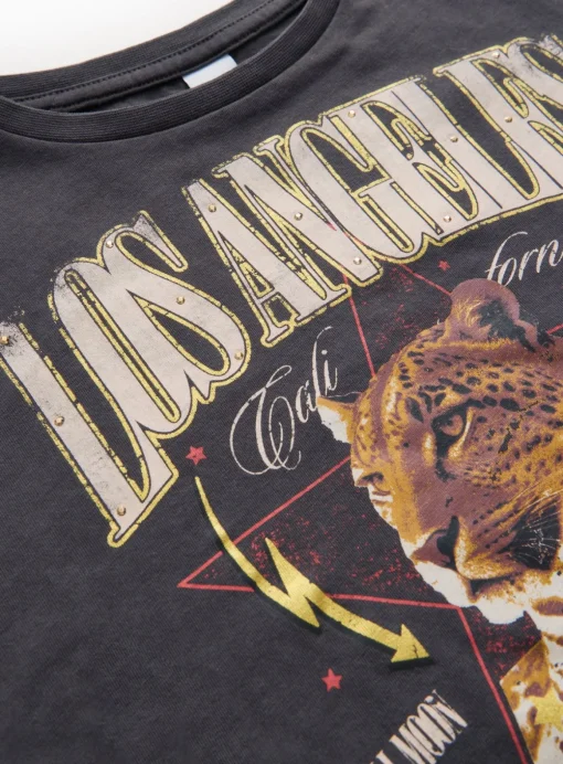 Charcoal Wild Cat Graphic T-Shirt 14 years