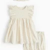 Cream Broderie Dress & Bloomers Set 9-12 months