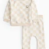 Cream Chequered Print Sweat Set 12-18 months