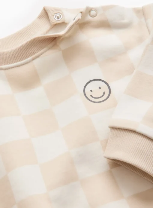Cream Chequered Print Sweat Set 12-18 months