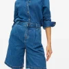 Dark Denim Pleated Bermuda Shorts 12