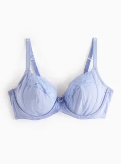 DD+ Blue Lace Underwired Full Cup Bra 38G