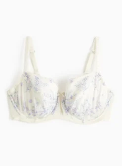 DD+ Ivory Floral Embroidered Full Cup Bra 42F
