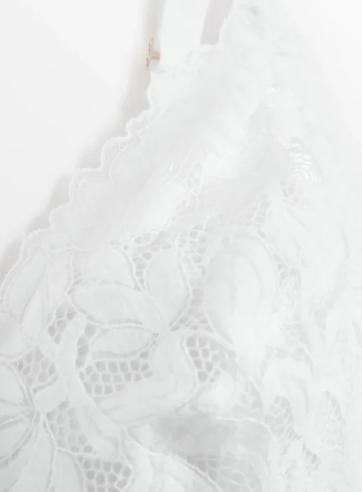 DD+ White Lace Non-Wired Bra 38E