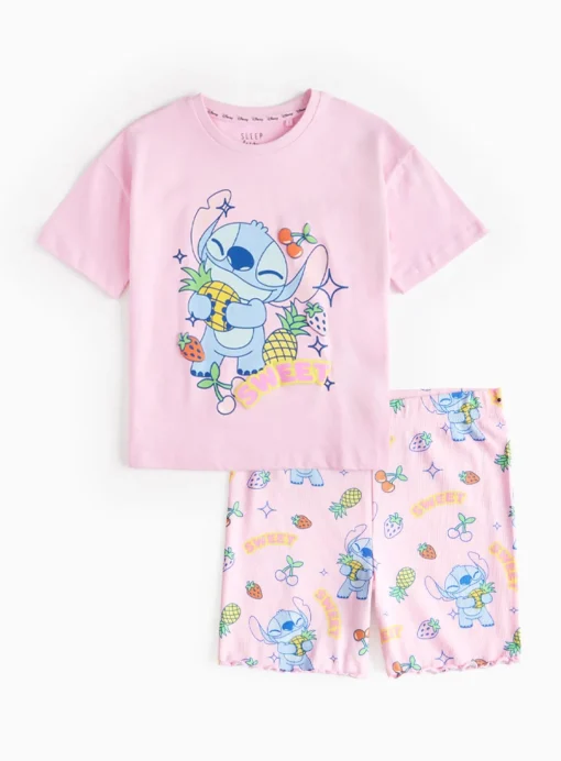 Disney Stitch Print Pink Pyjama Set 3-4 years