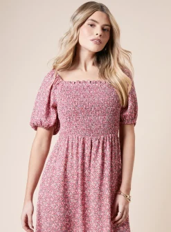 DOROTHY PERKINS Ditsy Shirred Bodice Midi Dress 14