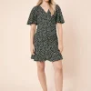 DOROTHY PERKINS V Neck Short Sleeve Spot Wrap Mini Dress 14