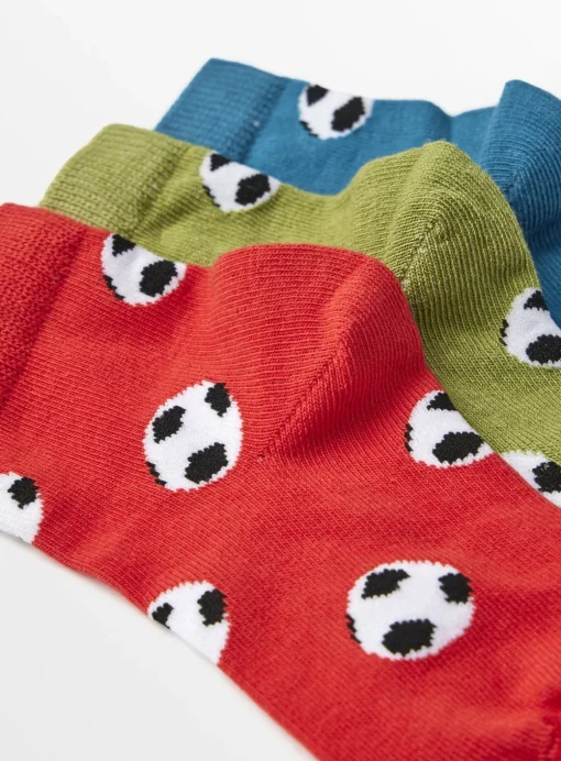Football & Stripe Print Ankle Socks 5 Pack 6-8.5