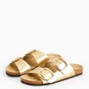 Gold Double Strap Moulded Footbed Sandals 6