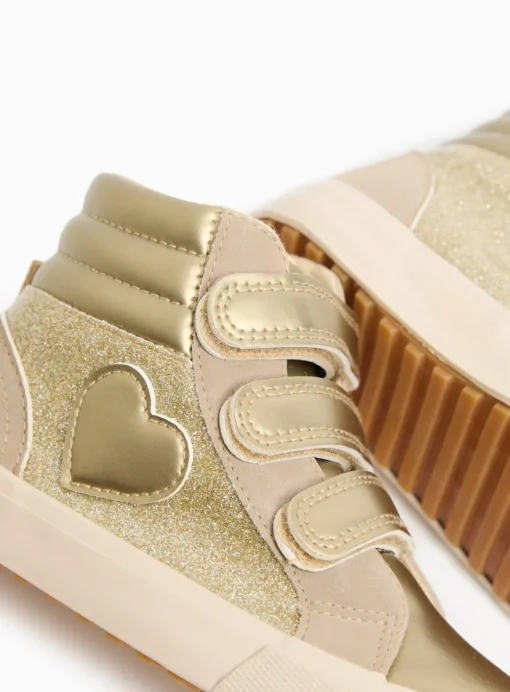 Gold Sparkle Triple-Strap High Top Trainers 9 Infant