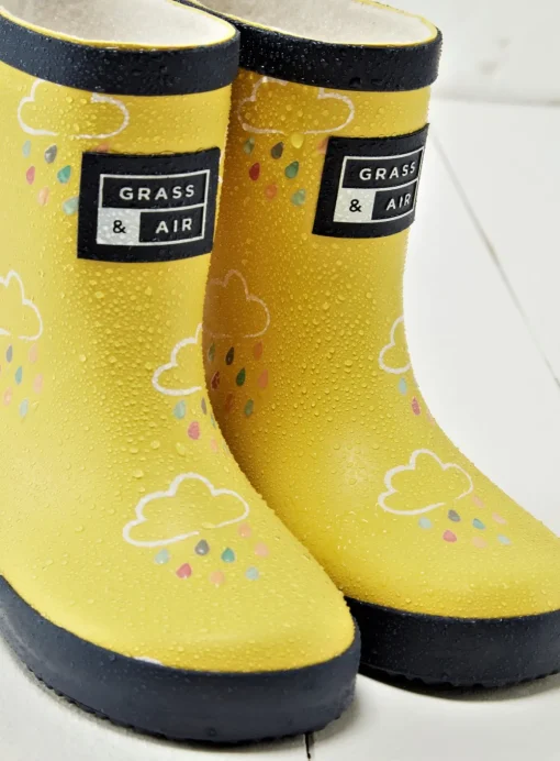 GRASS & AIR Kids Yellow Colour Changing Wellies 4 Infant
