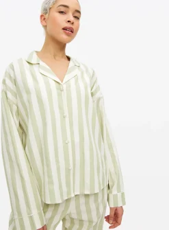 Green Stripe Poplin Co-ord Pyjama Shirt 20