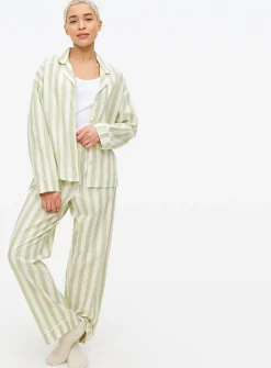 Green Stripe Poplin Co-ord Pyjama Shirt 20