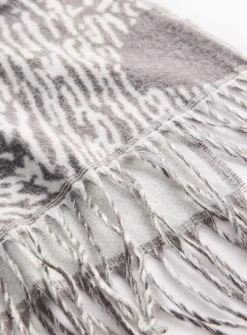 Grey Abstract Printed Scarf One Size