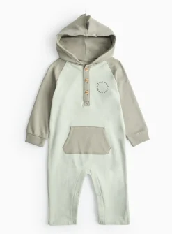 Grey Dino Hooded Romper Up to 3 mths