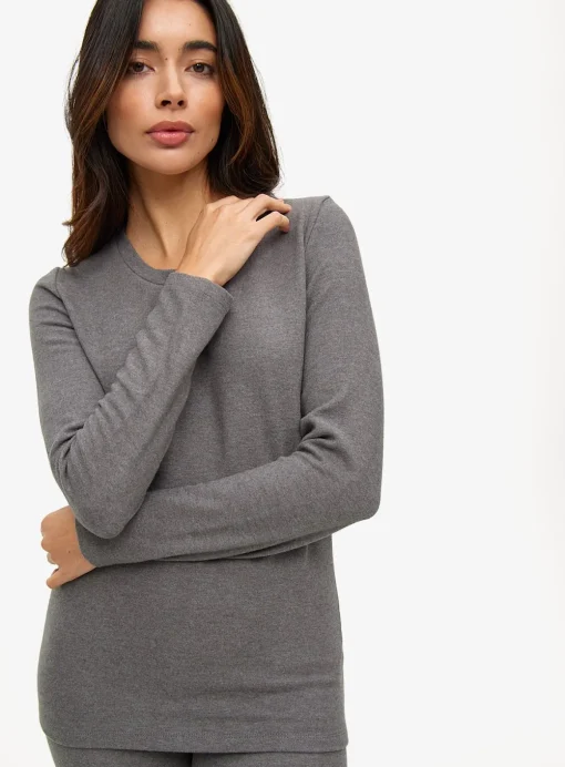 Grey Fleece Maximum-Warmth Crew Neck Thermal Top S