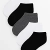 Grey, White & Black Unisex Trainer Socks 5 Pack 6-8.5