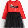 Halloween Red Cheerleader Print Tutu Dress 4 years