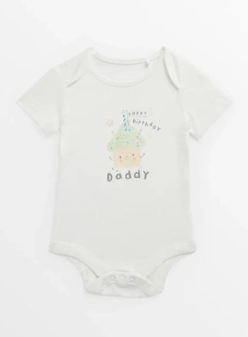 Happy Birthday Daddy White Bodysuit Newborn