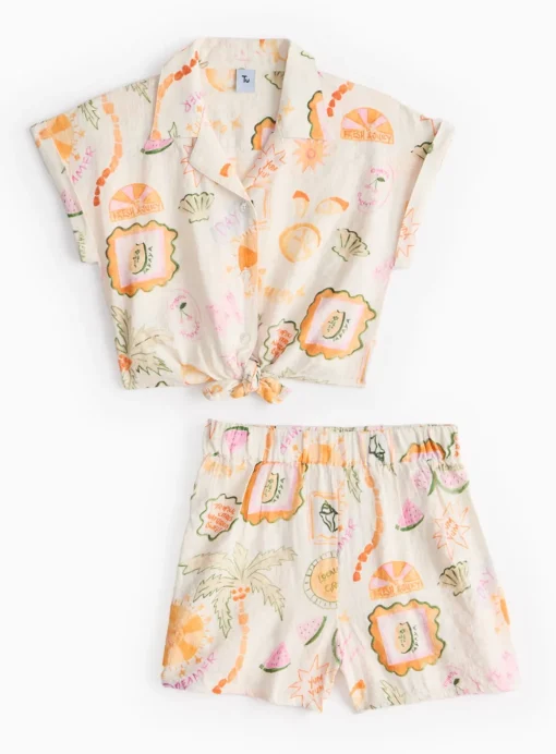 Holiday Print Tie-Front Shirt & Shorts Set 6 years