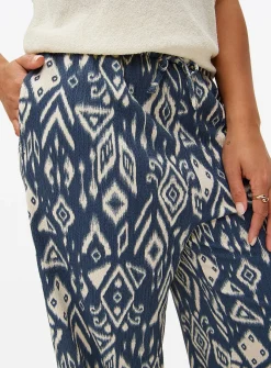 Ikat Print Jersey Crinkle Wide Leg Trousers XXL