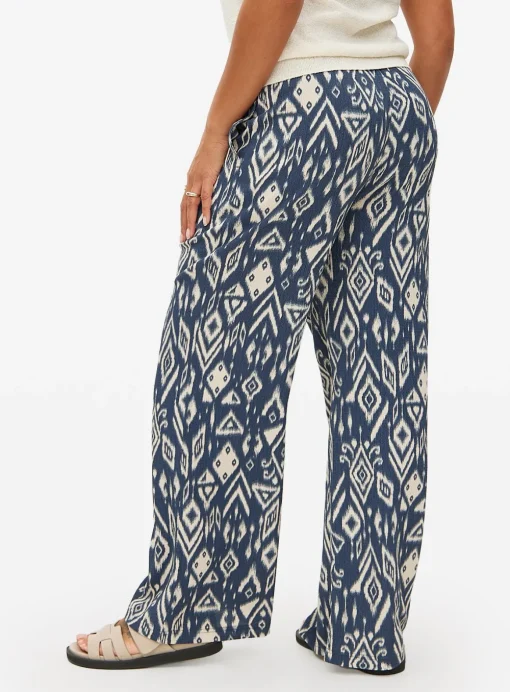 Ikat Print Jersey Crinkle Wide Leg Trousers XXL