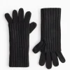 2-in-1 Black Knitted Mitten Gloves One Size
