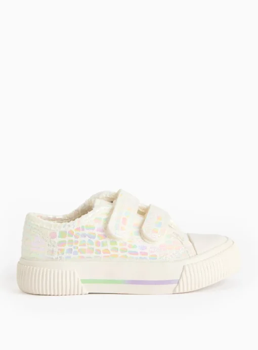 Iridescent Snake Print Double Strap Trainers 10 Infant