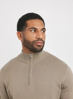 JACAMO 1/4 Zip Funnel Knit Top 5XL