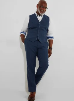 JOE BROWNS Regular Fit Navy Herringbone Wool Blend Waistcoat 40R