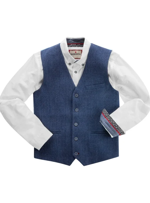 JOE BROWNS Regular Fit Navy Herringbone Wool Blend Waistcoat 40R