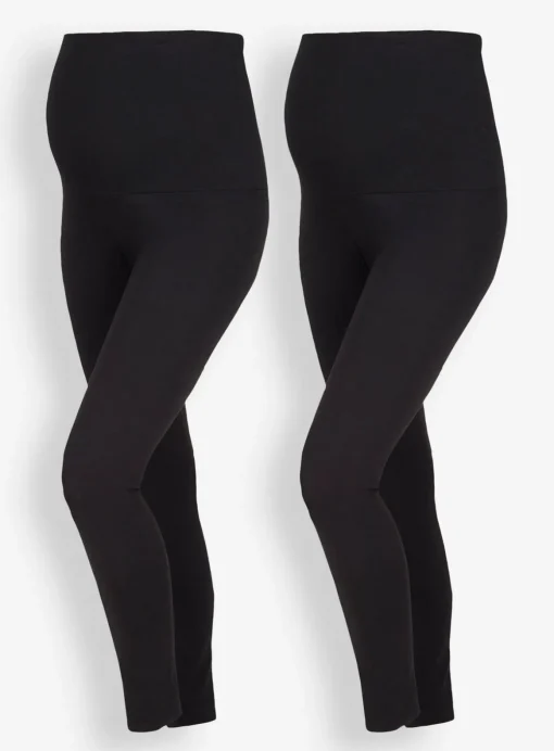 JOJO MAMAN BÉBÉ 2 Pack Cotton Rich Maternity Leggings L