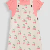 JOJO MAMAN BÉBÉ 2-Piece Cherry Dungaree Dress & T-Shirt Set 6-12 months