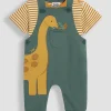 JOJO MAMAN BÉBÉ 2-Piece Diplodocus Applique Dungarees & T-Shirt Up To 3 mths