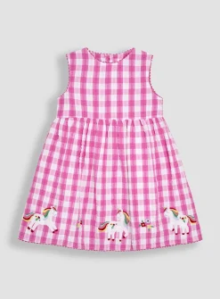 JOJO MAMAN BÉBÉ Unicorn Applique Gingham Dress 6-12 months